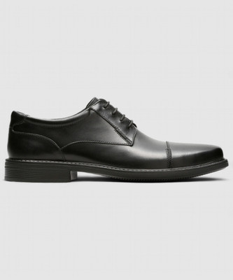 CLARKS Clarks Wenham Cap II Black Leather Slip On For Men(Black , 8)