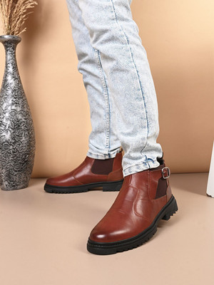 Real Bliss Premium Handmade Chelsea |Soft Cushioned Insole |Slip-Resistance Boot Boots For Men(Brown , 10)