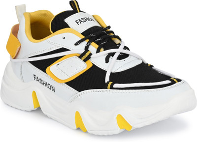 house of common Fashionable Stylish Multicolour Sport Lightweight Running Shoes For Mens Sneakers For Men(Yellow, White , 7)