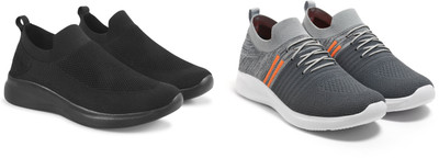Face Stylish Sports Shoes for Men – Ideal for Running, Gym & Training Sneakers For Men(Black, Grey, Orange , 10)