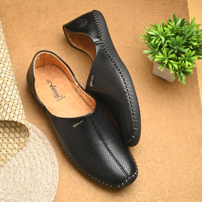 Vellinto Cool MEWAR Rajasthani Jutis For Men Mojaris For Men Nagra For Men Loafers For Men(Black , 10)