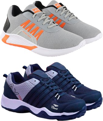 Chevit Super Stylish Trendy Combo Pack of 02 Pairs Sneakers Outdoor Sports for Running Rock Climbing Gym Shoes Sneakers For Men Sneakers For MenGrey Navy