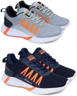 hxn Combo Pack Of 2 Sneakers For Men(Grey, Navy , 8)