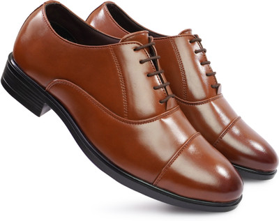 MICHAELSHU Formal Shoes for Men | Lace up Style|Synthetic Leather | Daily Office Wear Lace Up For Men(Tan , 10)