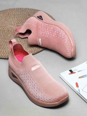 WELCOME Slip On Sneakers For Women(Pink , 6)