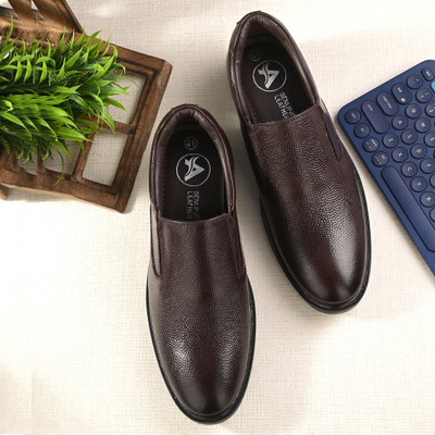 AUSERIO Genuine Leather Formal Shoes Light|Comfort|Trendy|Premium Shoes Slip On For Men(Brown , 8)