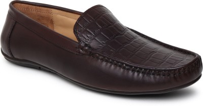 Teakwood Leathers Men Brown Texture Genuine Leather Loafers Loafers For Men(Brown)