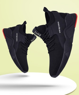 FK-343 Black Stylish Sports Sneakers Sneakers For Men(Black)