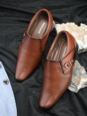PROVOGUE Monk Strap For Men(Tan , 10)