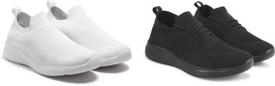 Face Sneakers For Men(White, Black , 6)