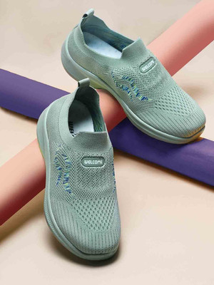 WELCOME Stylish & Comfortable Breathable Walking Casual Perfect for Outdoor Wear Slip On Sneakers For Women(Green , 6)