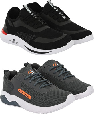 Birde Premium Pack Of 2 Sneakers For Men(Black , 9)