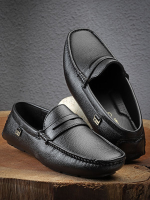 action DRIVE 162 Trendy Comfortable Stylish Casual Slip On Loafers For Men(Black , 9)