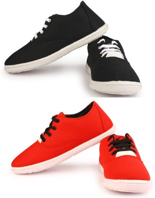 Kzaara Casuals For Men(Black, Red , 8)