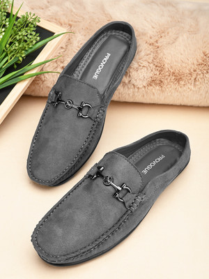 PROVOGUE SS24 3054 Open Suede Loafers Loafers For Men(Grey , 10)