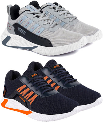 BRUTON Combo Pack of 2 Trendy & Stylish Casual Shoes Sneakers For Men(Grey, Blue , 9)