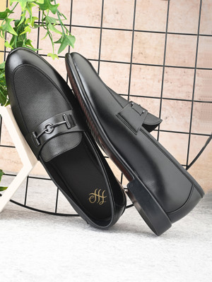 House of Pataudi Loafers For Men(Black , 7)