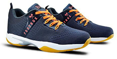 FOOTBOX SonicGrip Men's Badminton Shoes Non Marking Phylon Rubber Sole for Indoor Games Badminton Shoes For Men(Grey , 10)