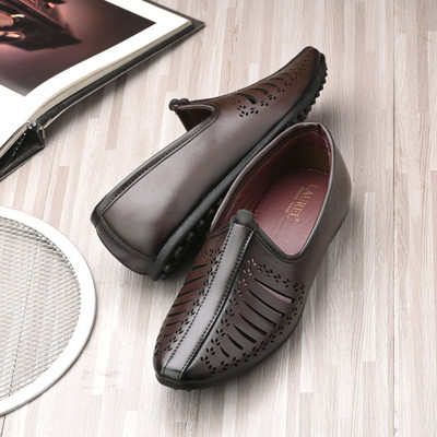 LAUREL FASHION FEVER Partywear Nagra Shoes Party Wear For Men |Casual Shoe for Men Loafers For Men(Brown , 6)