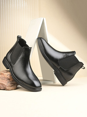 KASTAVA Premium Synthetic Chalsea Boots For Men(Black , 7)