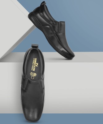 FASHION VICTIM Genuine Leather Black Formal Shoes Size 9 UK Slip On For Men(Black)