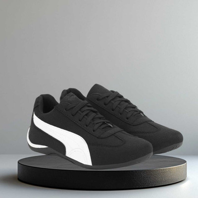 Swoees Men’s Stylish Casual Sneakers | Lightweight Lace-Up Sports Shoes for Daily Wear Sneakers For Men(Black , 7)