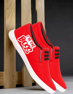 Kzaara Canvas Shoes For Men(Red , 2)