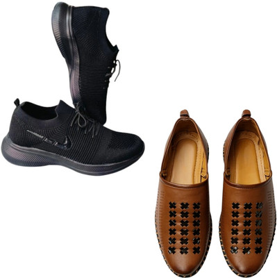 Plama Casuals For Men(Black, Brown , 9)