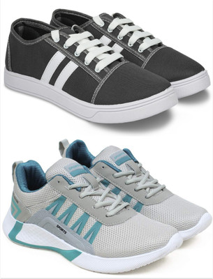 Free Kicks Combo Of 2 Shoes FK-Camp & FK-447 Sneakers For Men(Blue , 6)