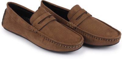FAUSTO Suede Leather Side Stitched Driving Loafer and Mocassin For Men(Tan , 6)