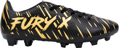 XXUMA XXUMA Fury Black/Gold Unisex Faux Leather Football Boots For Men(Black , 7)