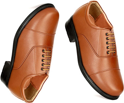 KATENIA Lightweight Faux Leather and Oxford Shoes Oxford For Men(Tan , 8)