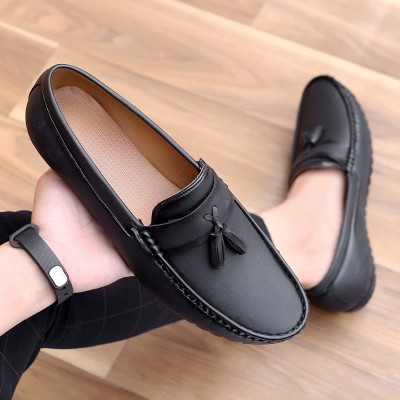 Abezag Trendy Black Partywear Latest Design Premium Buckle Loafers For Men Loafers For Men(Black , 6)