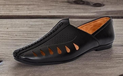 VON HUETTE Ethnic Nagra Jutti for Men Jutis For Men(Black , 7)
