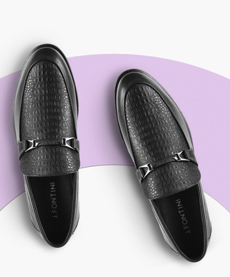 J.Fontini Slip On For Men(Black , 9)