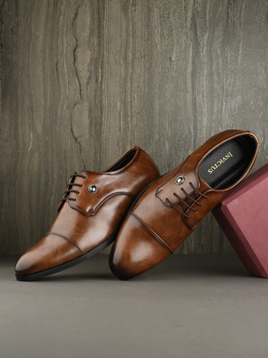 INVICTUS Invictus Men Tan Faux Leather Formal Lace Up Derby Derby For Men(Tan , 6)