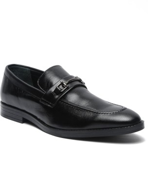 Teakwood Leathers Men Black Solid Leather Formal Slip-On Shoes Slip On For Men(Black)
