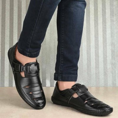 Men's Avenue LaserCut Casual Sandals For Men (Black) Casual Loafers Loafers For Men(Black , 10)