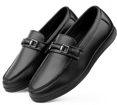 bacca bucci LISBON Slip-on Loafers Moccasins Driving Shoes | Rubber-Outsole & Light-weight Loafers For Men(Black)