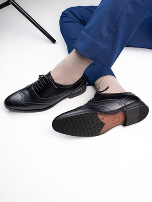 ALBERTO TORRESI Alberto Torresi Formal Wingtip Shoes Lace Up For Men(Black , 10)