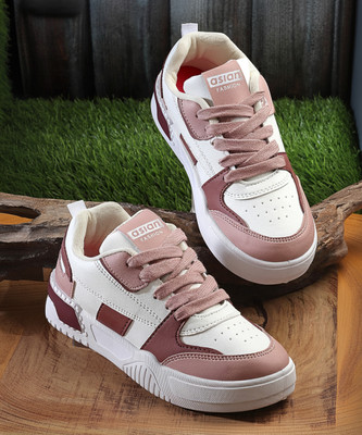 asian Casual Sneaker Shoes For Women | Stylish and Comfortable | Paradise-01 Sneakers For Women(White, Pink , 5)