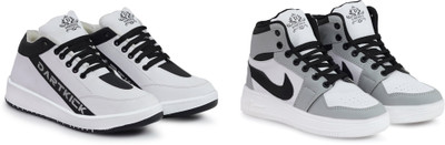 DARTKICK Versatile Casual Shoes for Men – Smart, Sleek & Comfortable Casuals For Men(White, Grey, White, Black , 8)