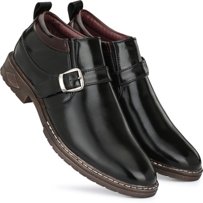 LEEPEETER Monk Strap For Men(Black , 7)