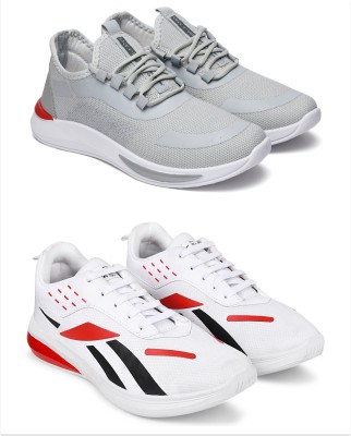 Free Kicks Combo Of 2 Shoes FK-434 & FK-RB-1000 Sneakers For Men(White , 7)