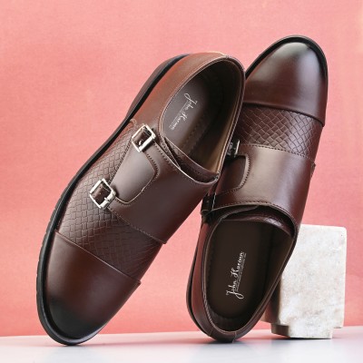 John Karsun Stylish Formal Shoes Monk Strap For Men(Brown , 8)