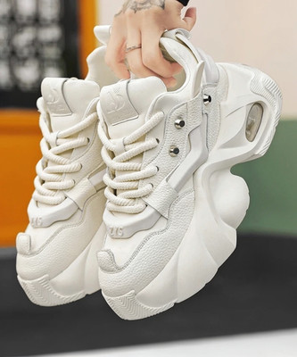 Berkins Men's Chunky Sneaker Casual Sport Shoe With Thick Sole Sneakers For Men(White , 9)