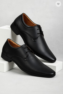 kickonus Men's Formal Dress Shoes Polished Leather Slip-On for Office & Party Derby For Men(Black , 8)