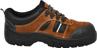 PILLAA Men's Leather High Ankle Trekking Shoes | Anti-Slip Grip Hiking Shoes Outdoors For Men(Tan , 10)