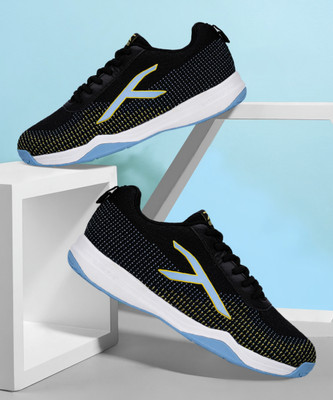 Hundred Blade Lite Non-Marking Badminton Shoes For Men(Black, Blue , 8)