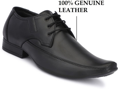 Tlizrok Men's Genuine Leather Formal Shoes | Stylish Black Lace-Up Dress Shoe Derby For Men(Black , 6)